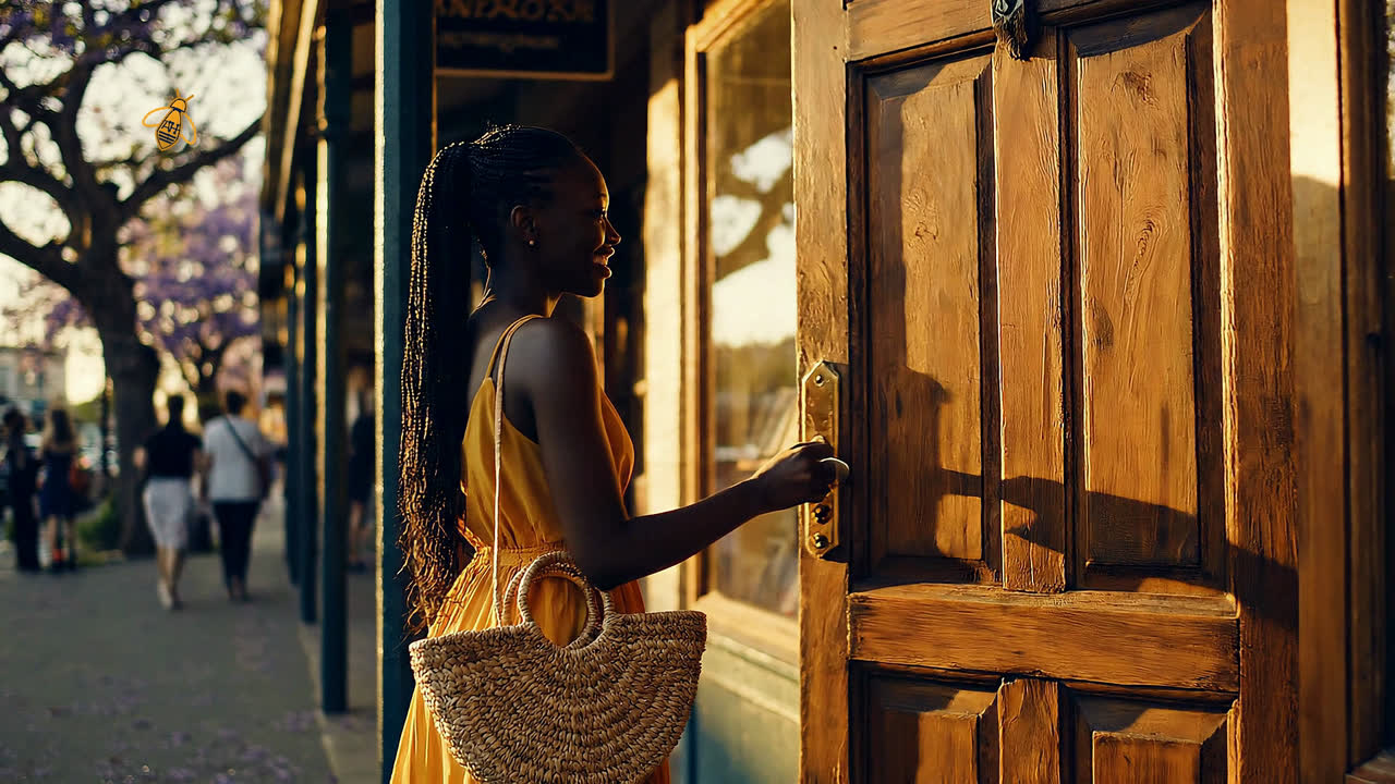 Agent 01: The Speed Agent, The Door That Sticks. A shopper pushes a shop door that will not open